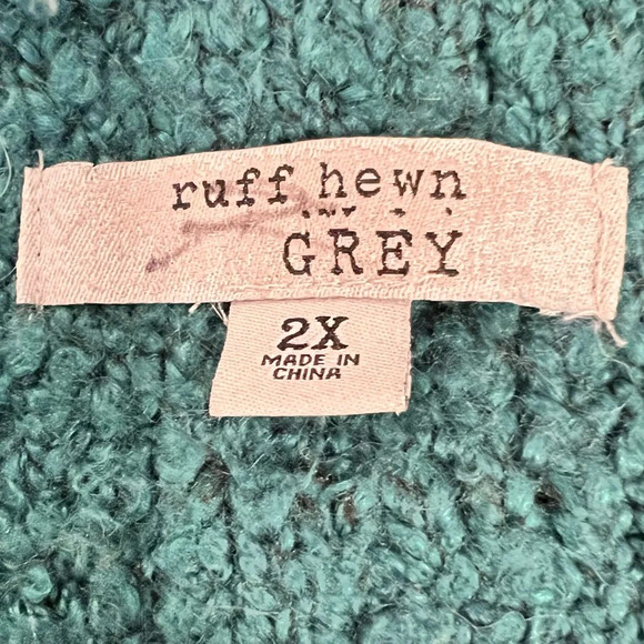 Ruff Hewn Grey - Ombre Emerald Green Chunky Sweater. Size 2 XL. - Picture 2 of 6